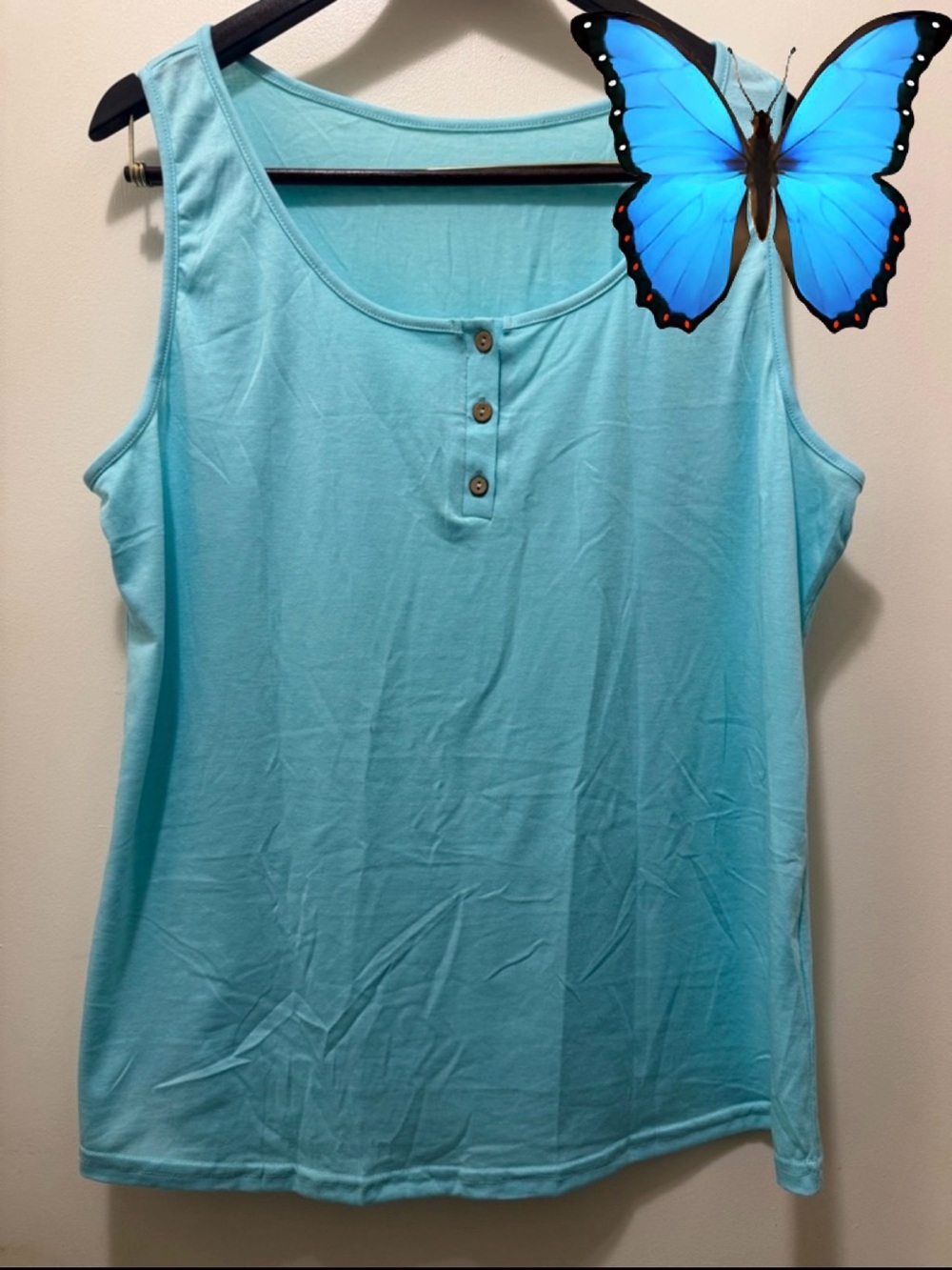 B2G1F Light Blue Sleeveless Henley Tank Top